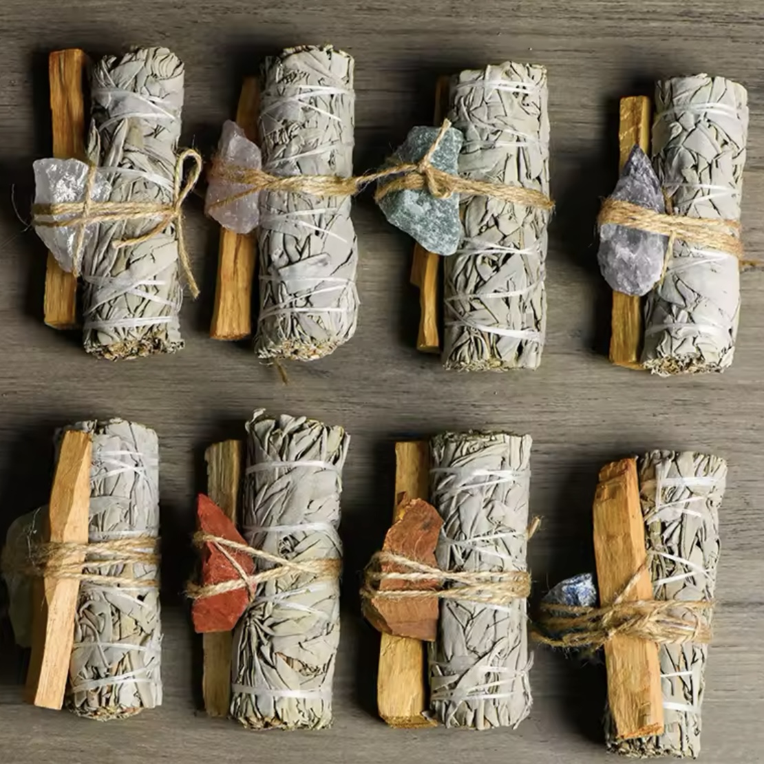 Trio Sauge Blanche, Palo Santo et Pierres Naturelles : Rituel de Purification et d’Énergie – Image 5